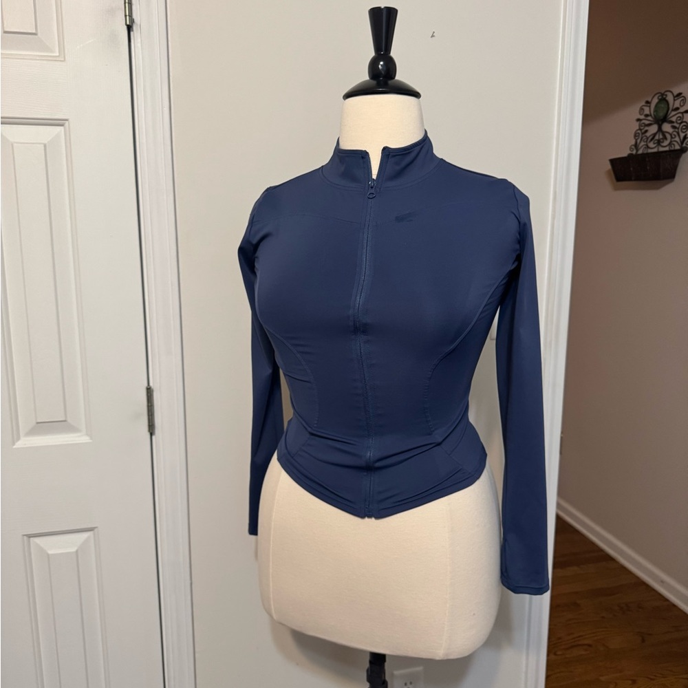 Classic Navy Zip-Up Blouse